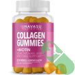 Bottle of collagen gummies supplement with biotin for hair growth skin glow and nail strength