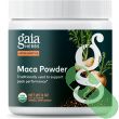 Close-up of Gaia Herbs maca root powder, a plant-based adaptogen supplement designed to support energy and hormonal balance.