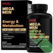 GNC Mega Men Energy and Metabolism multivitamin bottle with 180 caplets for men’s daily wellness support