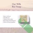 "Unwrapped A La Maison Oat Milk Moisturizing Soap bar highlighting soft texture and natural ingredients label"

