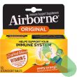 "Side view of Airborne Zesty Orange 10 count effervescent tablets tube for immune support"

