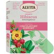 "Alvita Organic Hibiscus Tea box front with 16 individually wrapped tea bags"

