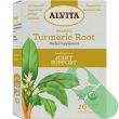 "Alvita Organic Turmeric Root Tea box with 16 herbal tea bags for joint support"

