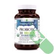 Front view of Amazing Flora Organic Probiotic bottle, highlighting 30 billion CFUs and 60 organic tablets for improved digestive health.