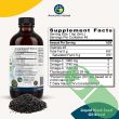 "Back label of Amazing Herbs Black Seed & Flax Seed Oil Blend 8 oz showing supplement facts and warnings"

