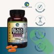 "Side view of Amazing Herbs Black Seed Oil 60 softgels bottle packaging"

