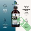 "Side view of Amazing Herbs Black Seed & Pumpkin Seed Cold-Pressed Oil Blend 8 oz bottle with nutritional information"

