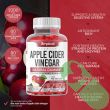 Bottle and box packaging of Amplicell Apple Cider Vinegar Gummies highlighting natural apple flavor and health benefits.

