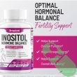 Front shot of Amplicell Inositol Hormone Balance bottle with pregnancy icon and health claims.

