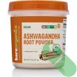 "Scoop of Ashwagandha Root Powder next to BareOrganics jar"

