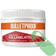 Bulletproof collagen container highlighting keto-friendly and unflavored text.
