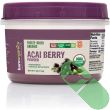 "BareOrganics acai berry powder container showing supplement facts label"

