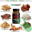 "Supplement facts panel of Herbtopia Forever Young Anti-Aging Beauty Supplement listing all herbal ingredients"

