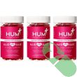 "Close-up of HUM Hair Sweet Hair Vegan Gummy Vitamins label highlighting key ingredients like biotin and folic acid."

