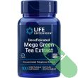 "Side label of Life Extension Decaffeinated Mega Green Tea Extract indicating vegetarian and non-GMO certifications"

