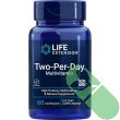 "Life Extension Two-Per-Day Multivitamin Capsules bottle next to fresh fruits and vegetables, supporting complete nutrition"

