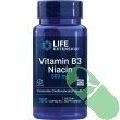 "Life Extension Vitamin B3 Niacin 500mg bottle with blue label, supporting cardiovascular health – 100 capsules"

