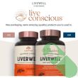 Live Conscious LiverWell bottle with capsules spilled beside emphasizing advanced liver support formula

