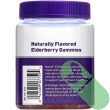 Detailed shot of supplement facts and ingredients list on Natrol Elderberry Gummies packaging.

