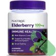 Natrol Elderberry Gummies bottle label highlighting vitamin C, zinc, and immune support benefits.

