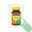 Nature Made Multivitamin with Iron 130 Tablets bottle and tablet on white background for supplement display.

