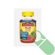 Nature Made Multivitamin For Him bottle highlighting fruit flavors and key vitamins for men.


