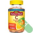 Side panel of Nature Made Vitamin C 250mg Gummies bottle showing ingredients, gluten free formula, 80 gummies.

