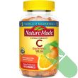 Side view of Nature Made Vitamin C Extra Strength 500mg Gummies showing nutrition and ingredients label.

