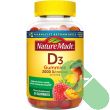 Front view of Nature Made Vitamin D3 2000 IU Gummies bottle on white background.

