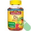 Nature Made Vitamin D3 Extra Strength 5000 IU Gummies label highlighting high potency vitamin D3 for adults.

