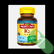 Top-down image of Nature Made Vitamin K2 100 mcg 30 Softgels bottle with open cap and softgels visible inside.

