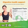 Smiling woman making OK gesture beside Natures Craft Fiber Gummies supplement facts.

