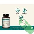 NatureWise Men's Multivitamin Minerals Stress Support 60 Veggie Caps photographed on a wooden surface for a clean, modern look.

