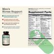 NatureWise Men's Multivitamin Minerals Stress Support 60 Veggie Caps displayed with capsules and supplement facts panel in focus.


