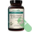 NatureWise Men's Multivitamin Minerals Stress Support 60 Veggie Caps bottle and capsules arranged for product display emphasizing men’s health.

