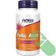 "Side view of NOW Folic Acid 800mcg with Vitamin B12 bottle showing tablet count"


