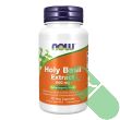 "Side label of NOW Holy Basil Extract 90 veggie capsules indicating vegan and gluten-free certifications"


