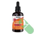 "Close-up of NOW Liquid Vitamin D-3 2oz bottle showing clear liquid vitamin D for bone and immune health"

