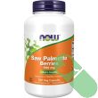 NOW Saw Palmetto bottle with veggie capsules spilled beside emphasizing natural prostate support formula

