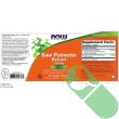 Front label of NOW Saw Palmetto Extract + Pumpkin Seed Oil prostate health supplement softgels

