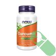 Two yellow turmeric capsules beside NOW Turmeric Curcumin bottle for anti-inflammatory support

