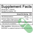 Close-up of NutriFlair Premium DIM supplement facts panel and ingredients

