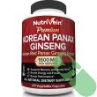 "Front view of Nutrivein Korean Red Panax Ginseng 1600mg bottle highlighting key features"

