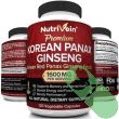 "Nutrivein Korean Red Panax Ginseng packaging displaying 120-count vegan capsules"

