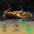 Orzax Premium Korean Panax Ginseng 120 capsule bottle, side view with GMP certification symbol

