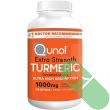Lifestyle image of Qunol Turmeric Curcumin Complex bottle with turmeric roots for natural ingredient context

