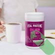 Supplement facts panel with 20g collagen and probiotics per serving