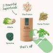 “Your Super Skinny Protein powder scoop – plant-based protein from hemp, pea, spirulina, and moringa”

