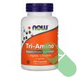 Front view of NOW Tri-Amino bottle – 120 capsules dietary supplement
