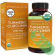 Viva Naturals Organic Turmeric Curcumin bottle with capsules spilled beside highlighting pure organic turmeric powder

